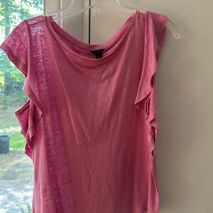 Ann Taylor Vibrant Pink Sheer Blouse